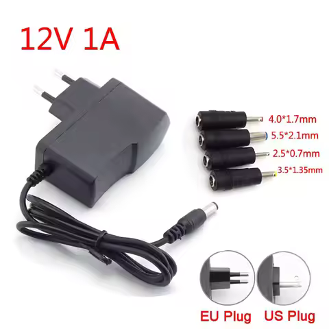AC/DC Adapter DC 12V 1A AC 100-240V Converter Power Supply Charger US EU Plug 5.5*2.1mm 4.0*1.7mm 3.