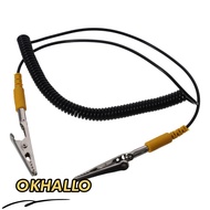 OKHALLO Coiled Cord, Black 180cm / 71" Anti-Static ESD Grounding Cable, 2mm Male-to-Female PU,Metal 