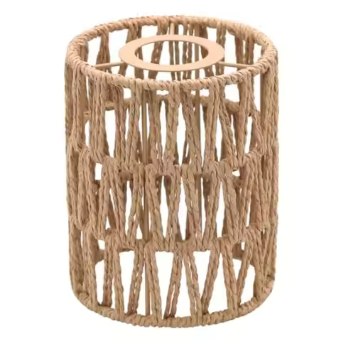 1-Pack Boho Rattan Lamp Shades, 5.9" H x 4.7" D Woven Small Shade Replacement, 3-Tier 1.62in Fitter 
