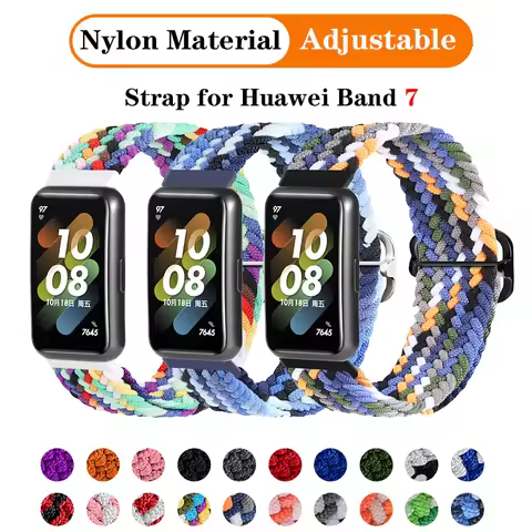 Adjustable Nylon Strap for Huawei Band 7 Breathable 7NFC Replacement Accessories Bracelet Elastic fo