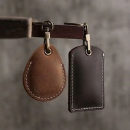 First Layer Cowhide Smart Access Control Card Holder Genuine Leather Keychain Community Rental House Rectangular Round Water Drop Induction 钥匙扣 门禁卡套