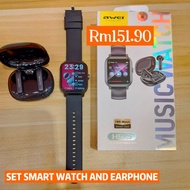 AWEI SMART WATCH & BLUETOOTH EARPHONE 1 SET