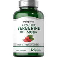 Piping Rock Berberine Supplement 500mg | 120 Capsules | Berberine HCL from Barberry Extract | Non-GM
