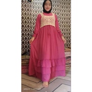 [✅Best Quality] Gamis Ceruty Babydoll Premium + Outer / Rompi Rajut