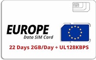 Echo Networks [Europe] 7-30 Days | 1/2/3GB [4G] Data SIM Card | Plug and Play | No Registration Required (22Days 2GB/Day + UL128KBPS)