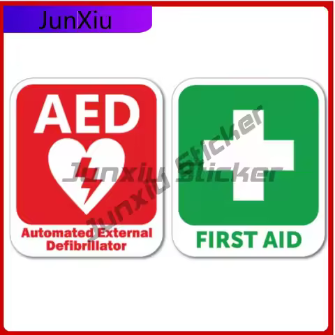 AED Defibrillator & First Aid Sticker Decal Safety Sign Vinyl Trendy Waterproof Accessory Car Laptop