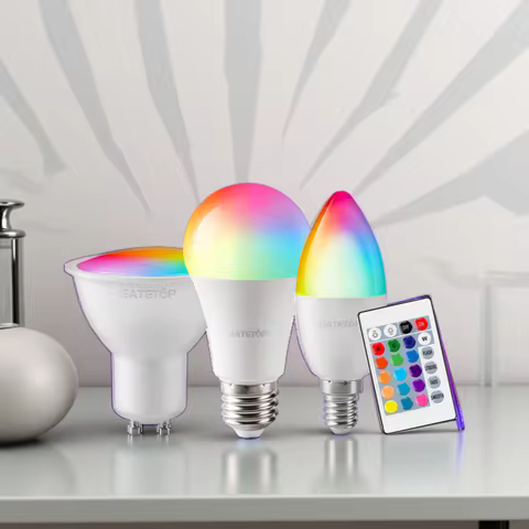 LED Spotlight Smart RGBW Bulb GU10 E27 E14 infrared Remote Control Bulb color light dimming suitable