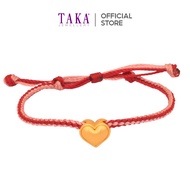 TAKA Jewellery 999 Pure Gold Heart Charm with Nylon Bracelet
