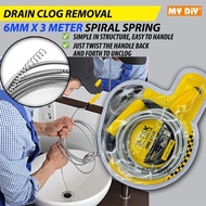 READY STOCK  Clog Free Spring Set 6MM X 3M Clog Removal Spiral Spring Pipe Cleaning Rod Sink