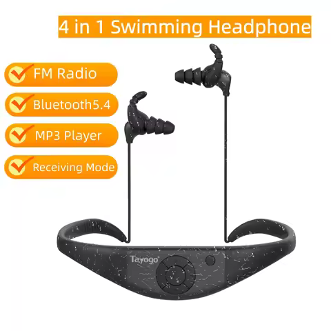 Tayogo Waterproof MP3 Player for Swimming,4-in-1 MP3 Player 32GB, Bluetooth 5.4, FM Radio, Compatibl