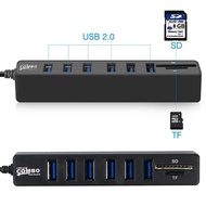 Card Reader 8in1 USB 2.0 USB Hub USB 2.0 MicroSD SD TF Card - CB220602 - Black
