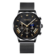 นาฬิกาธุรกิจผู้ชายสามตาปลอมที่เรียบง่ายใหม่ บุคลิกภาพหัวเข็มขัดเข็มขัดปฏิทินสบาย Shi Ying ดู