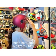 Nón bảo hiểm 3/4 M20K đỏ đô nhám