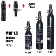 4500Psi/30MPa Pcp Bottle Tank With Regulator Valve Paintball Cylinder Tank With Valve Bottle Pcp Air Tank Cylinder Aluminum Tank Air Bottle For Co2 Carbon Dioxide Oxygen Carbon Dioxide Nitrogen M18X1.5 Thread