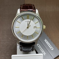 [Original] Citizen BI1054-04A Men Brown Leather Strap Silver Dial Analog Date Quartz Watch