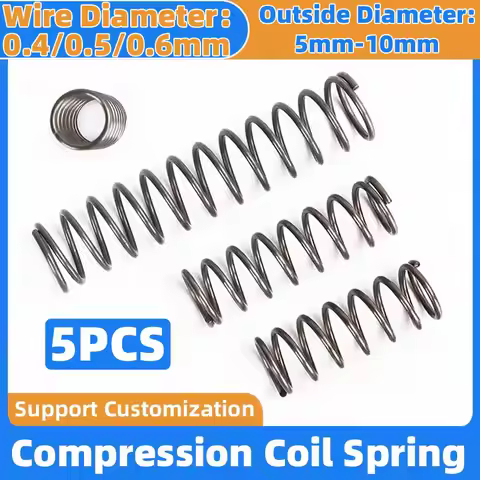 5PCS Wire Diameter 0.4/0.5/0.6mm Strong Spring Steel 65MN Compression Spring OD 5mm-10mm Length 10mm