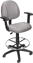 Boss Office Products Ergonomic Works Drafting Chair with Adjustable Arms in Grey