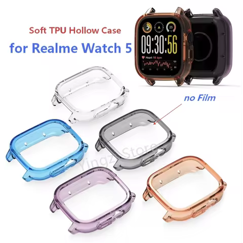 Soft TPU Case for Realme Watch5 Hollow Bumper Anti-scratch Shell Frame for Realme Watch 5 Protector 