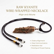 Original Raw Kyanite Necklace Handcrafted Wire-Wrapped - Premium Natural Crystal Jewelry & Healing S