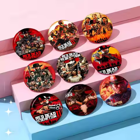 Game R-Red Dead Redemption 2 RDR2 Tinplate Soft Button Pin Brooch Metal Badge Custom Jewelry Accesso