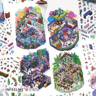 Idako [Today's Business No. 35] 3Pcs 2.5D Landscaping Sticker Fantasy Cabin Construction SS779