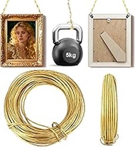 32.5 Feet (10m) Picture Hanging Brass Wire, 0.7mm Braided Copper Wire to Hang Pictures on Wall Heavy