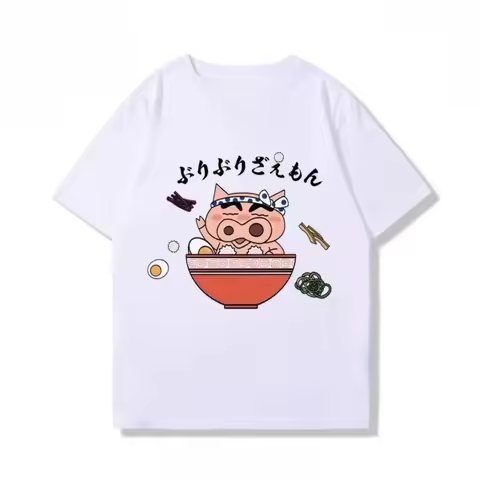 Summer Crayon Shin-chan Buriburizaemon Ramen Print Women's Cotton O-Neck Short Sleeve T-shirt Breath