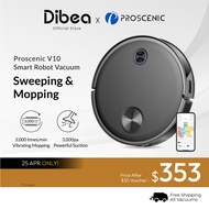 Dibea x Proscenic V10 Robot Vacuum Cleaner | 3000pa Suction | Vibrating Sweeping &amp; Mopping System | LDS Navigation