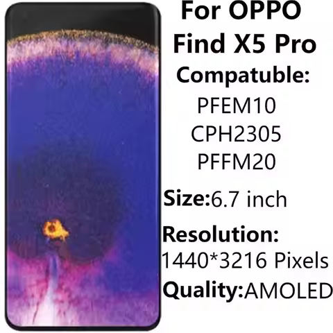 Original 6.7" For OPPO Find X5 Pro LCD With Frame AMOLED CPH2305 PFEM10 LCD Display Touch Screen Dig