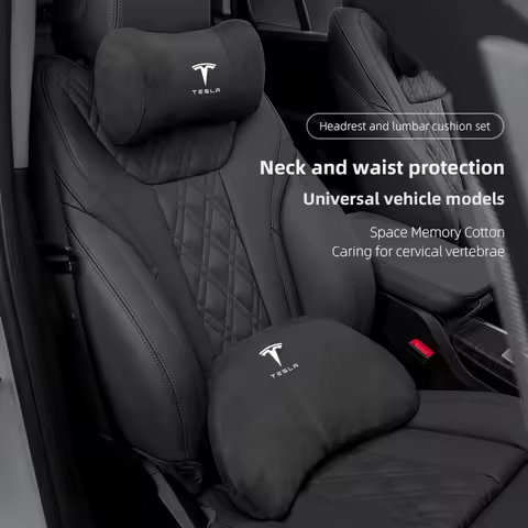 Tesla New Car Suede Headrest Seat Pillow Lumbar Support Cushion for Tesla Model 3 S X Model Y Cybert