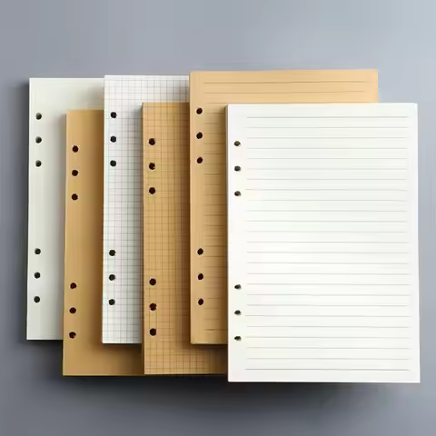 80Sheets Kraft Paper Loose Leaf Paper A5/A6/A7 Horizontal Line/Blank Notebook Refill Paper 6-hole Bi