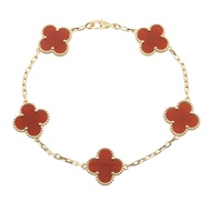 【二手】梵克雅寶 (Van Cleef & Arpels) 復古 Alhambra 系列紅玉髓5圖案手鐲 VCARD35500，腕圍 18 厘米，K18（黃金）