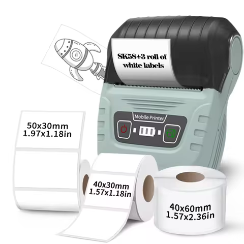 Wireless Label Printer SK58 Inkless Bluetooth Thermal Label Maker Adhesive Label Sticker Machine DIY