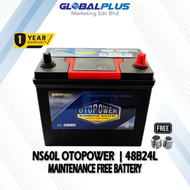 BATERI KERETA OTOPOWER NS60L 48B24L/ 50B24L / 55B24L  MAINTENANCE FREE BATTERY (With FOC Battery Ada