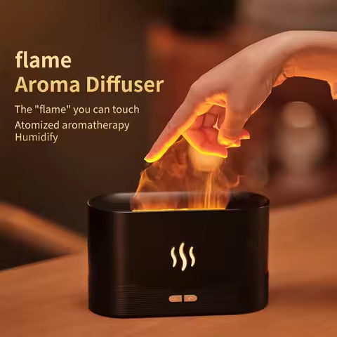 Vissko Aroma Flame Diffuser 180ML Air Humidifier Ultrasonic Aromatherapy Cool Mist Maker Essential O