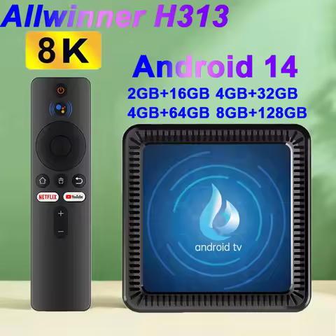 Android 14 Smart TV Box Allwinner H313 Dual Wifi BT5.4 HD 4K 8K Video 16G 32G 64G 128G Large Memory 