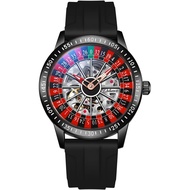 Roulette Wheel Automatic Watches for Men Rotating Dial Design Hollow Out Waterproof Mens Unique Styl