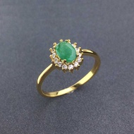 VANTJ Elegant Natural Emerald Rings Sterling 925 Sliver Gemstone Oval 5*7mm 0.56Ct Fine Jewelry For