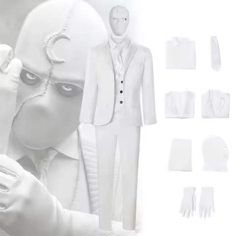 Movie Halloween Moon Superhero Mr Knight Cosplay Costume For Men White Tie Vest Suit Headgear Mask S