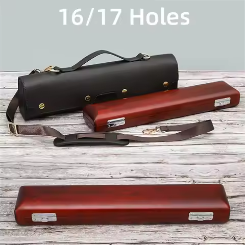 Portable Storage Case For 16 17 Holes Flute PU Leather Portable Flute Protective Wooden Box Musical
