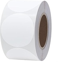 Pack of 500 Round Stickers White/White, 50 mm Self-Adhesive Marking Dots, Colour Coding Labels, Dot 