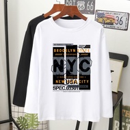  Brooklyn nyc grafik baju T-shirt lengan panjang MUSLIMAH VIRAL perempuan lelaki wanita long sleeve women men