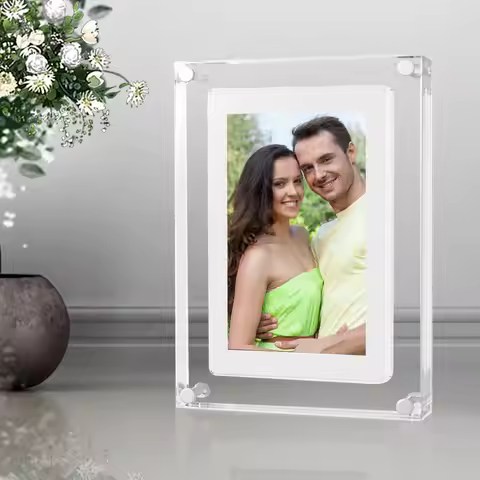 Acrylic Digital Photo Frame 5 Inch 1000mAh IPS Screen 4G Memory Volume button Speaker Type C Cut Gif