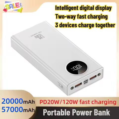 120W 57000mah Power Bank Super Fast Charging For Iphone Xiaomi Samsung Ultralarge Capacity For Mobil