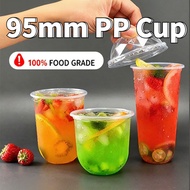 【100pcs 95mm PP】 (U Cup) with optional lid Disposable Cup(8oz, 12oz, 16oz, 22oz)