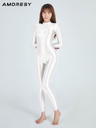 Amoresy Artemis Series Glossy Full-body Long-sleeved One-piece Yoga Spa Spandex Zipper Zentai Clothi