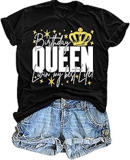 Birthday Queen Shirts for Women: Happy Birthday T-Shirt Party Gift Causal Short Sleeve Tops