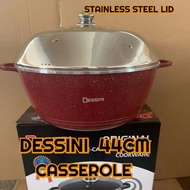 Dessini Regina 44cm Casserole WINE RED/MAROON Stainless Steel Lid Periuk Rendang 44cm