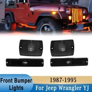 For Jeep Wrangler YJ 1987-1995 Fender Wheel Eyebrow Signal Lamp Smoked Lens Front Turn Signal Light 