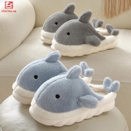 [clarins.sg] Funny Shark Cotton Slippers Comfortable Home Slipper Cute Shark Home Plush Shoes